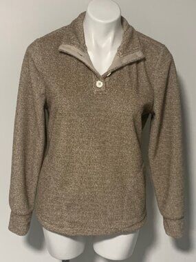 EDDIE BAUER BROWN FLEECE LIKE WOMENS TOP XS